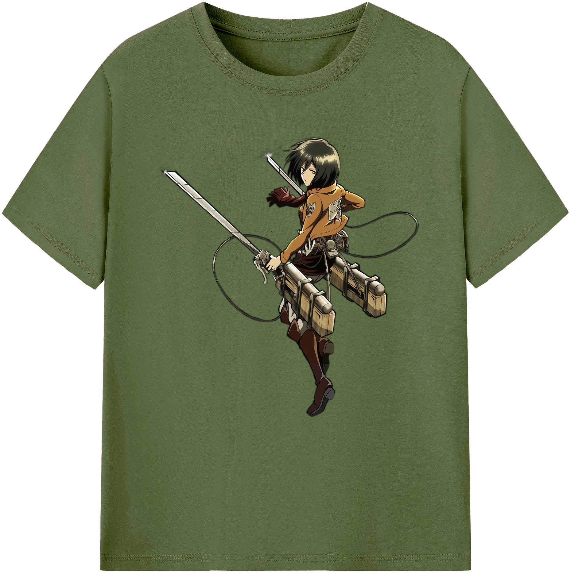 （画像用） 進撃の巨人 ミカサ·アッカーマン Attack on Titan Mikasa Ackerman 綿100％半袖Tシャツ（フロントプリント）